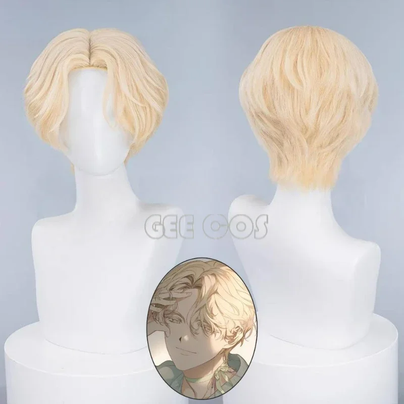 

FC6Luka Wig Luca Anime Alien Stage Cosplay Prop Wig Short Golden Curly Hair Ring Golden Wigs Carnivsl Party RolePlay Men@FC8！