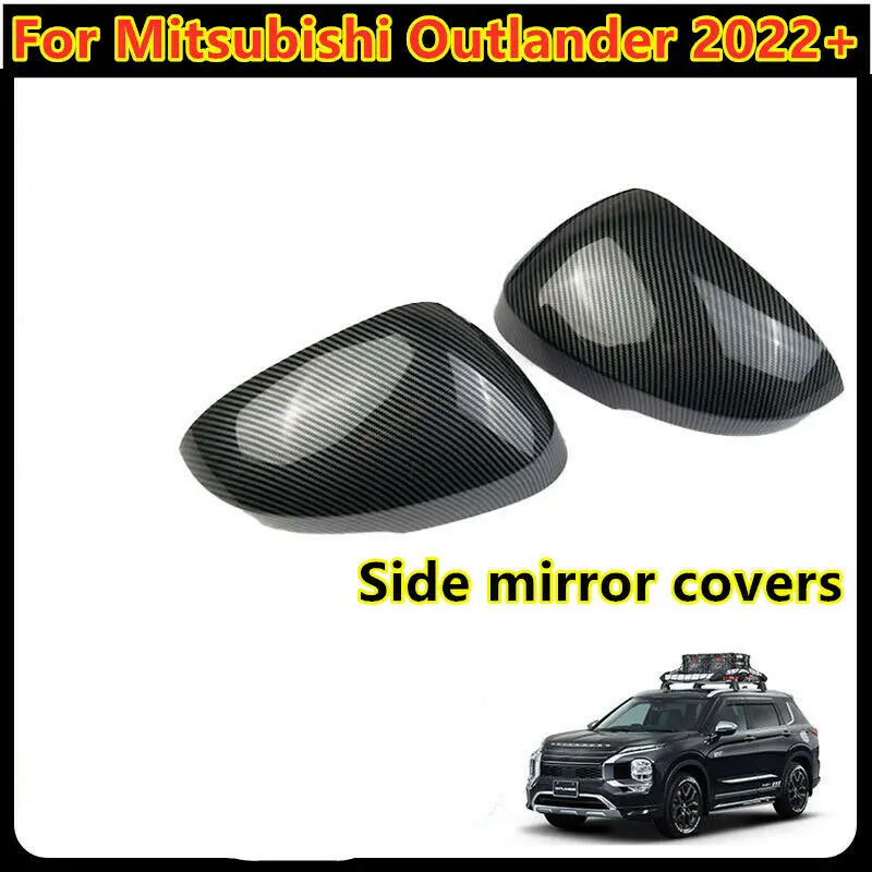 2Pcs ABS Carbon Fiber Rearview Side Mirror Cover Trim Caps For Mitsubishi Outlander 2022