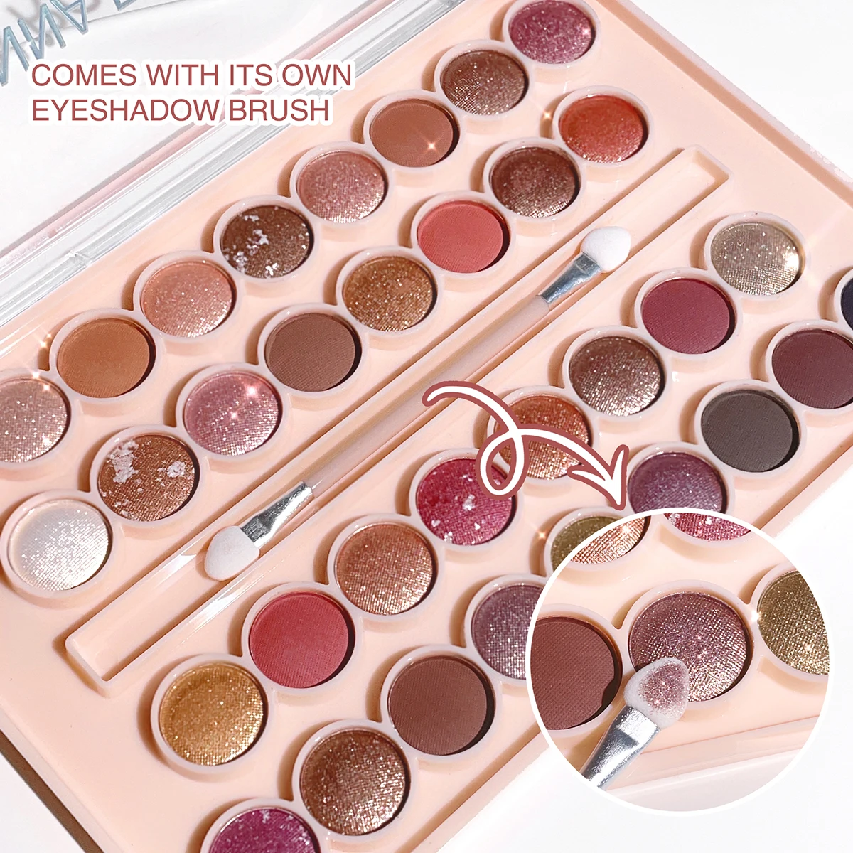 34-Color Eyeshadow Palette with Shimmer and Matte Shades, Earth Tones and Milk Tea Colors, Long-Lasting