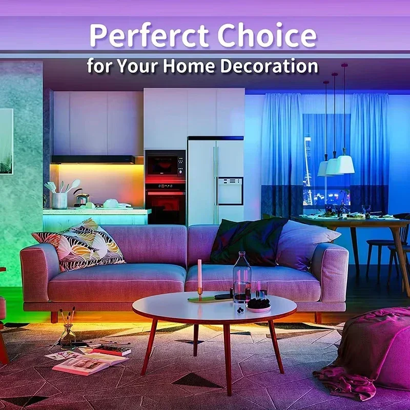 RGB LED Strip Light 1-30M USB 5V Flexible Ribbon Bluetooth APP Control Music Sync 24Key Remote for Home TV Backlight Decoration