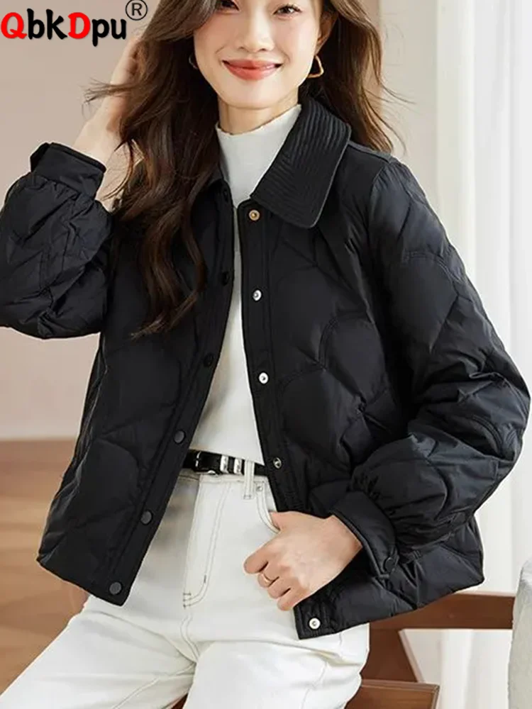 

Winter Warm Loose Outerwears Women Casual Lapel Neck Down Cotton Jackets Korean Fashion Long Sleeve Thicken Chaquetas Blusas New