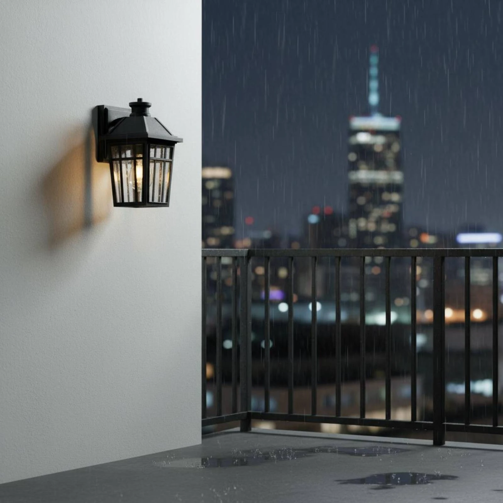 

Wall-Mounted Lantern Light IP54 Rated Outdoor Wall Lantern Black Porch Light Tapered Design Waterproof for Terraces