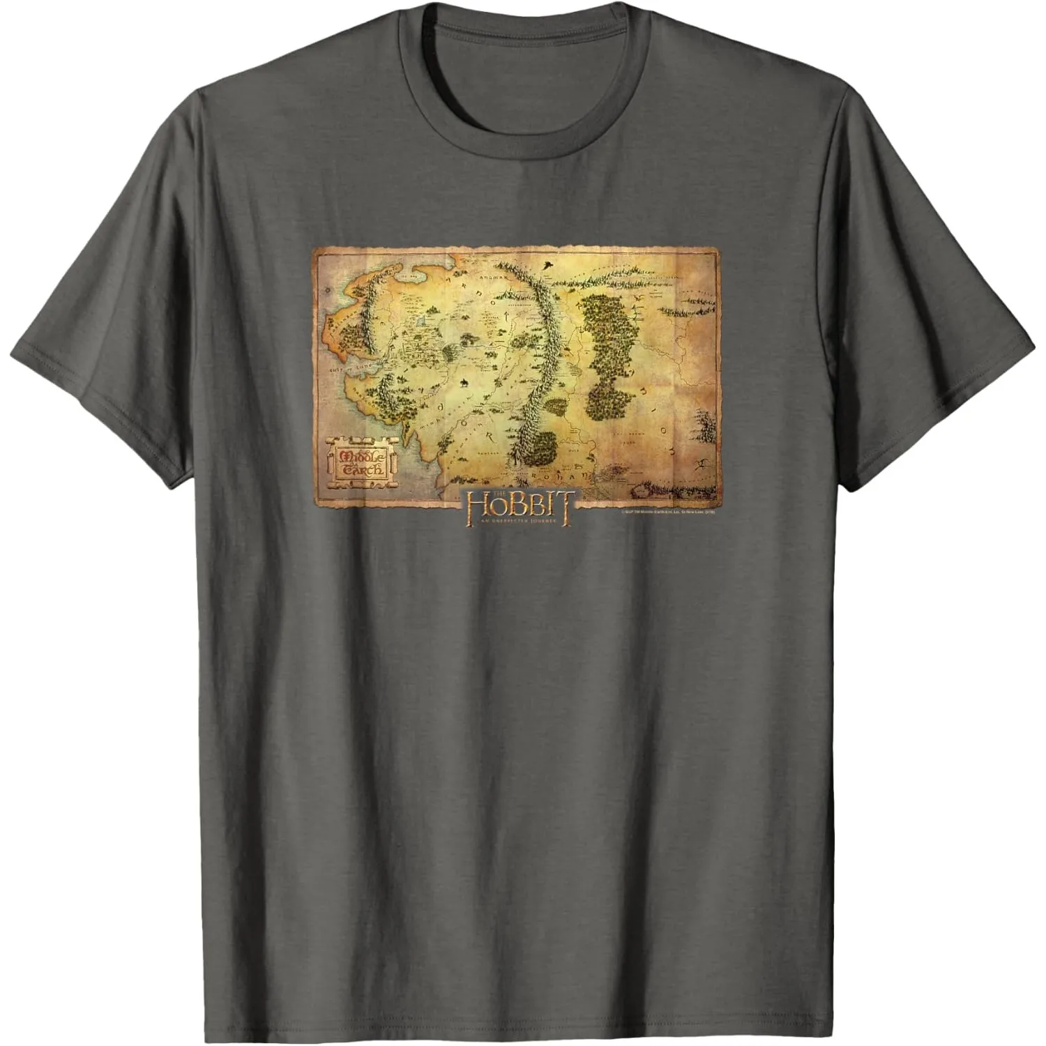 Hobbit Middle Earth Map Graphic Cotton Round Neck Short Sleeve T-Shirt for Men