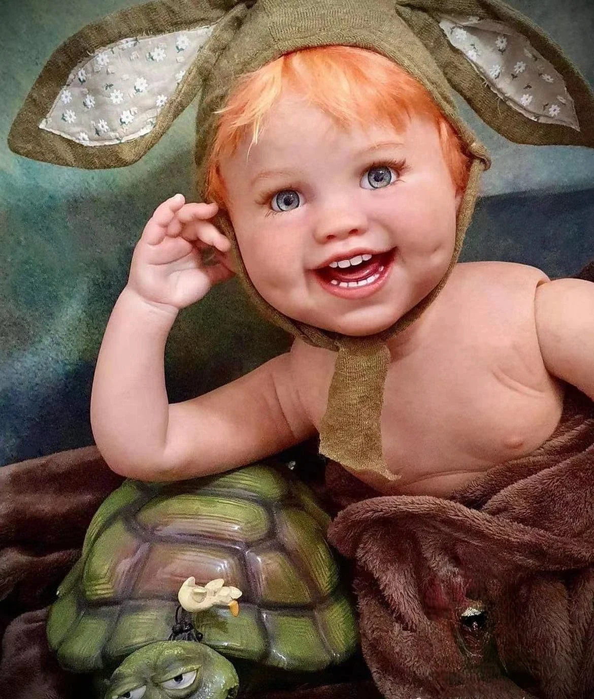 DLS Personalizowana ekskluzywna oferta 29-calowa lalka Reborn z wgłębieniami na policzkach, ręcznie przeszczepionymi pomarańczowymi włosami, gotowa lalka, prezent na Boże Narodzenie