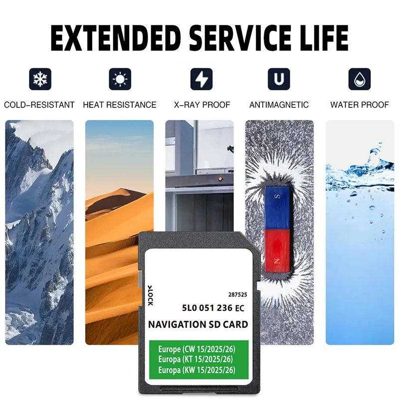 32GB Amundsen MIB2 Navi SD Card Europe 5L0051236EC 2025-2026 Discover Latest for Skoda Octavia Superb Fabia Rapid Yeti Vehicle