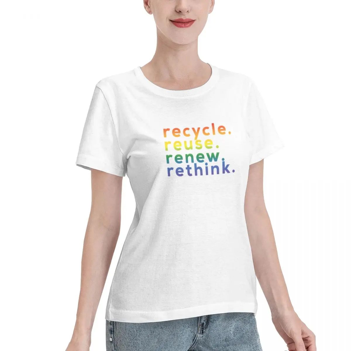 Must Have Recycle Reuse Renew Rethink Women's T-shirt Aesthetic Outfit Short Sleeve Casual Top