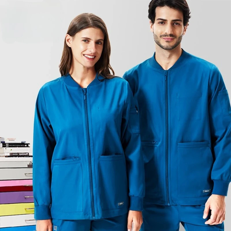 blouses-medicales-unisexes-hiver-a-fermeture-eclair-simple-uniformes-d'hopital-pour-medecins-et-dentistes-24jk001