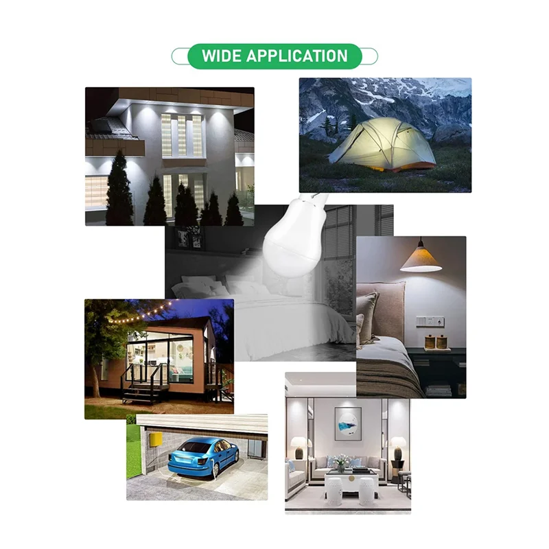 Portable Solar Light Bulbs USB Rechargeable Emergency LED Bulbs With Remote Timer Fit For Shed Hiking Camping Tent 2 Set