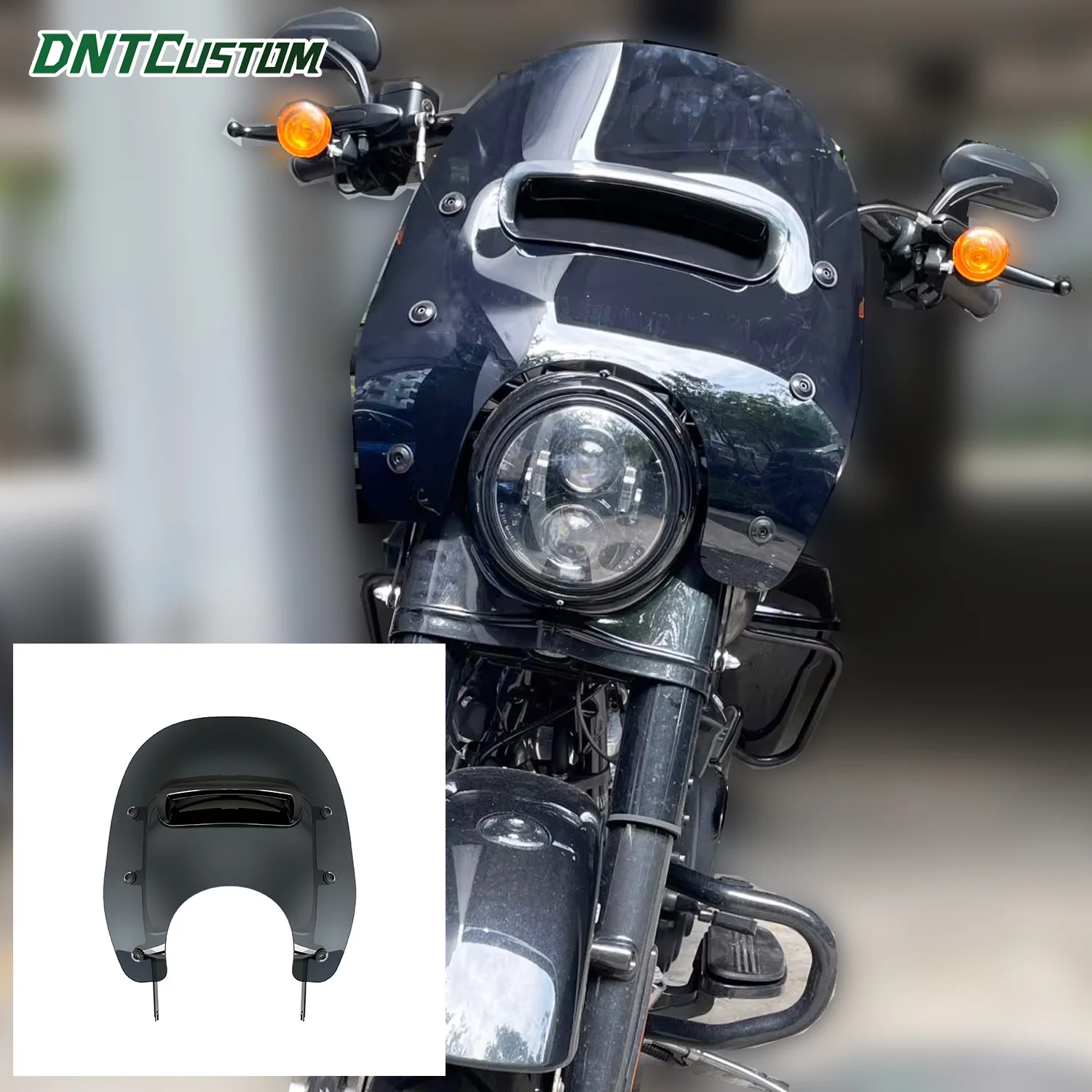 DNTCUSTOM 22.4 inch Smoke Detachables Wind Splitter Vented Windshield for Harley 1994-2025 Road King Road Glide 2015-2020