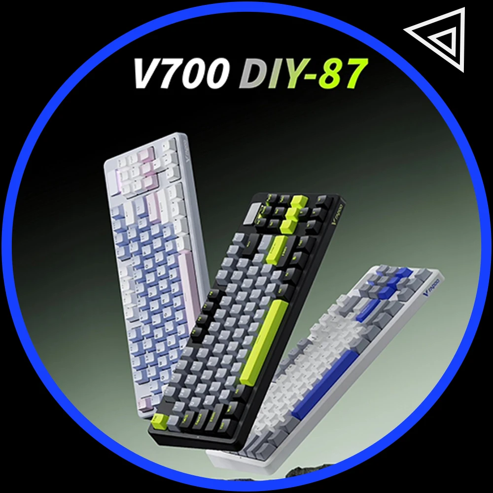 Rapoo V700DIY-87 Mechanical Keyboard Three Modes 1KHz Long Battery Life Low Delay RGB Keyboard Gasket Hot Swap Pc Accessories