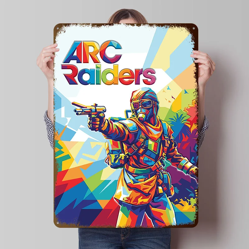 ARC Raiders Game Art Poster, individuelle Vintage-Metallschilder, Wandkunst, Retro-Blechschild für Badezimmerdekoration, Raumzubehör, Haus