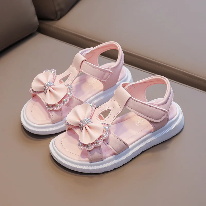 New Children's Sandals Bowknot Student Dance Performance Sandals Girls Casual Versatile Sandals Large Kids Trendy Style Non-slip