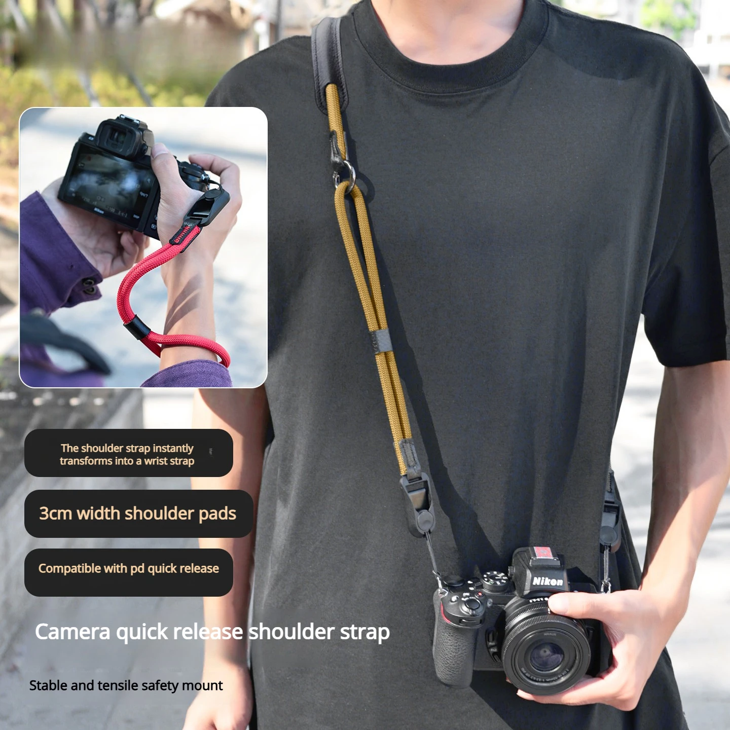

Camera Shoulder Strap and Wrist Strap Suitable for Fujifilm Canon Sony Mirrorless Camera Quick Release Neck Strap Hand Strap