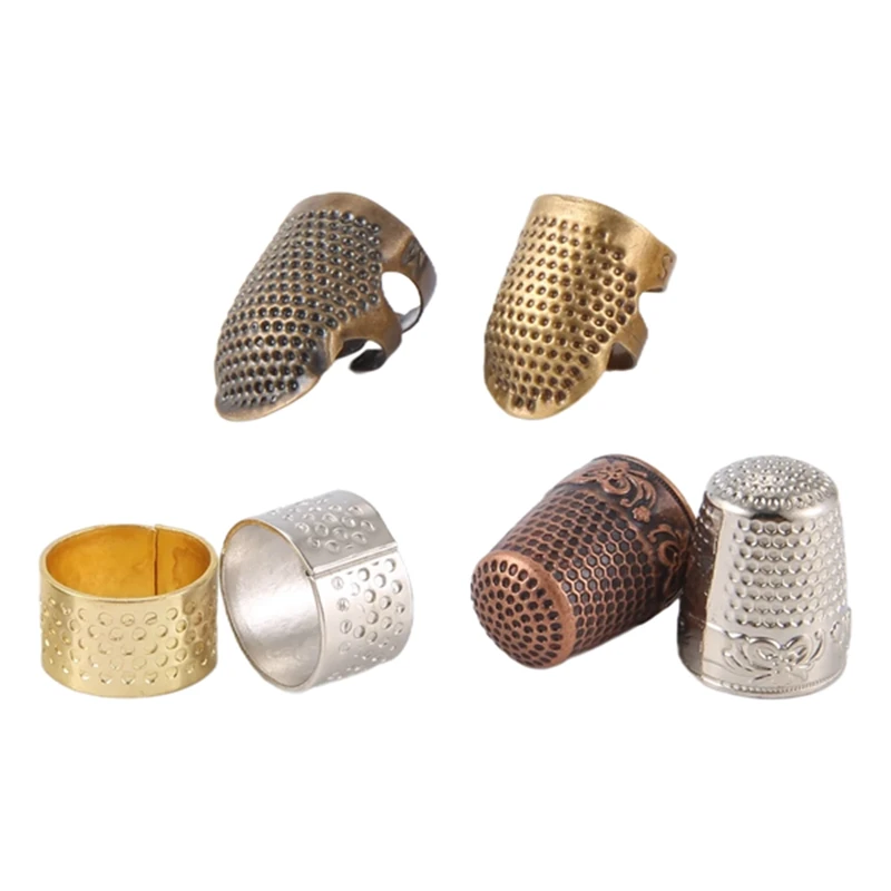 الكشتبانات 6 قطع الخياطة كشتبان حامي الاصبع، قابل للتعديل المعادن إصبع درع حامي للخياطة التطريز التطريز