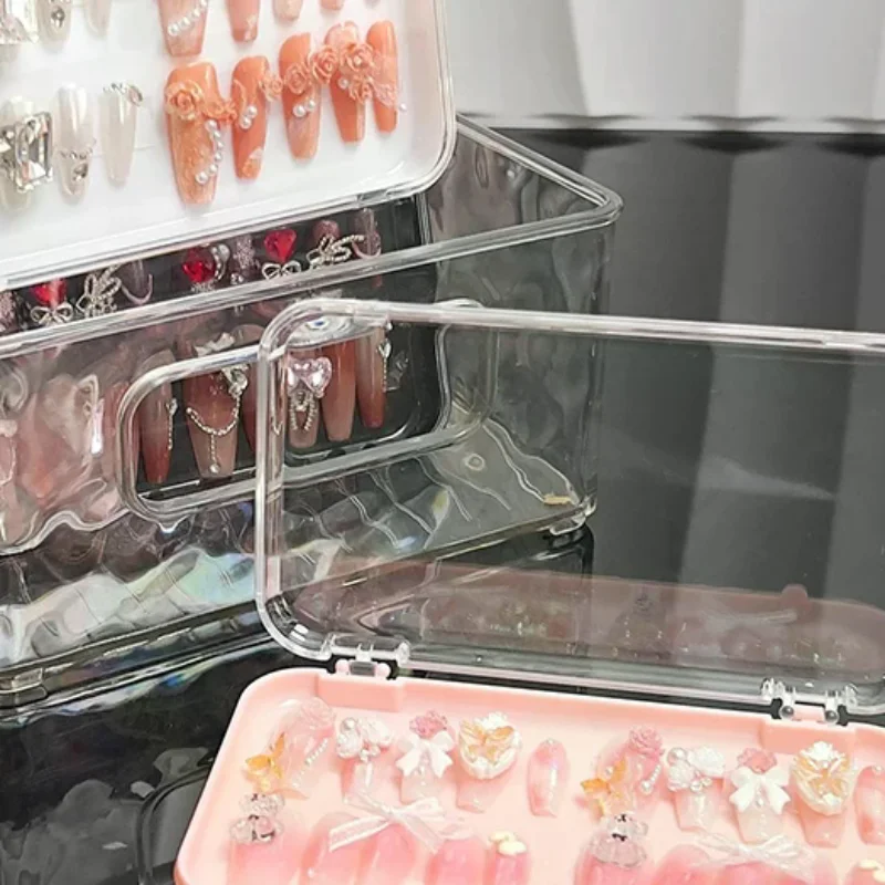 

Plastic Clear Jewelry Box Press-on Nail Storage Case Rectangle Storage Box For False Nails Display And Salon Essentials With Lid