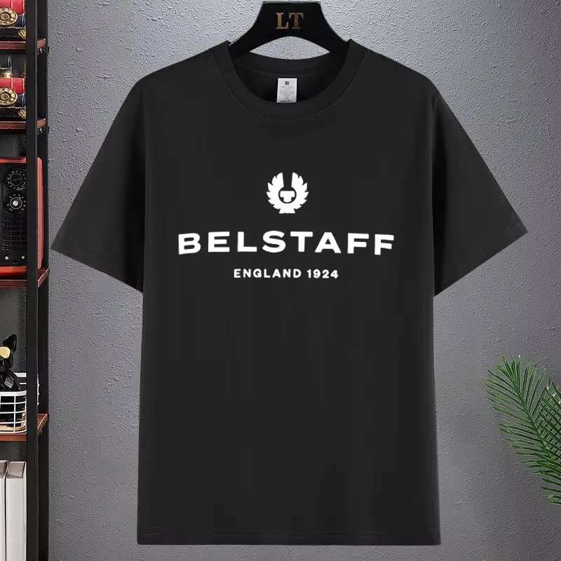 

2025 Summer New Cotton Round Neck Belstaff Shadow Summer Luxury Brand Cotton Men and Women with Short Sleeves