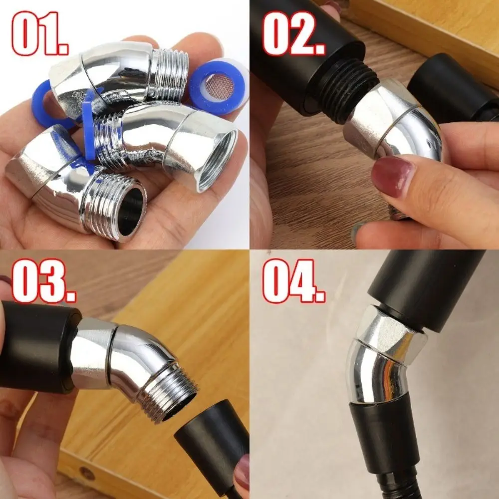 Ajustador de ângulo de chuveiro de 135 graus, adaptador de cotovelo de chuveiro de porta universal portátil, controlador de ângulo de chuveiro de cotovelo de 1/2 polegadas
