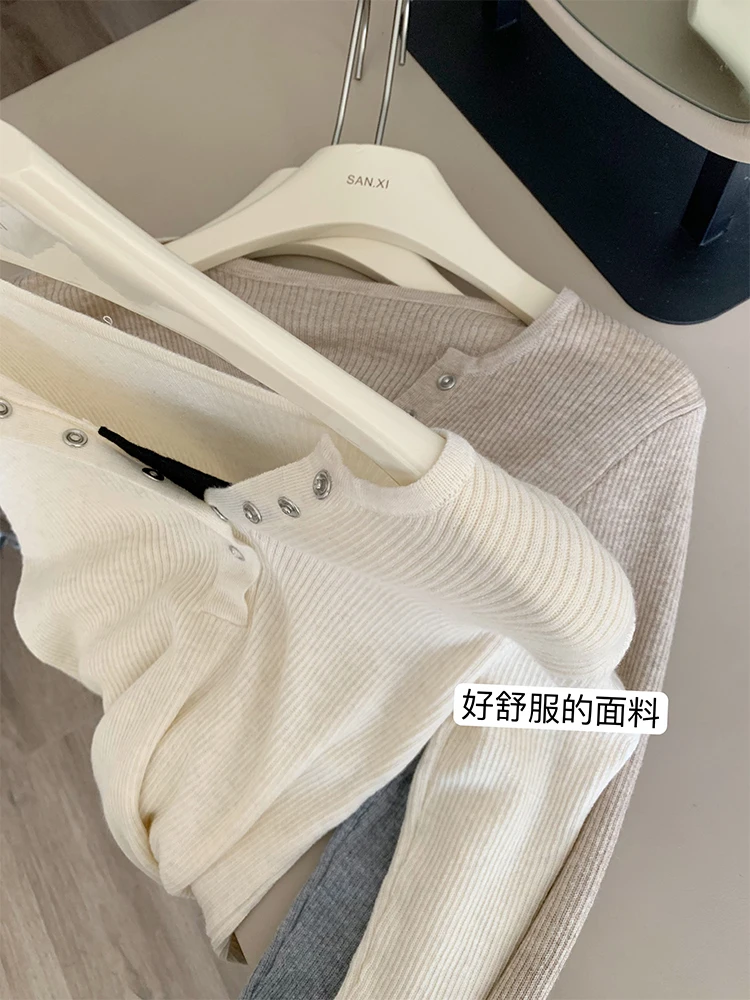 Autumn Winter Woman Korean Fashion V-neck Pullovers Sweater Long Sleeve Solid Color Mori Girl Knitwears 2000s Aesthetic Retro