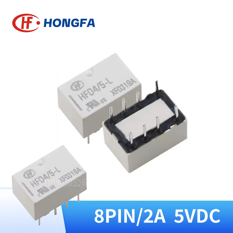 

5Pcs HONGFA HFD4/5-L Relay 5VDC 8PIN 2A Single Coil Magnetic Retention Signal Relay for Electronics Market