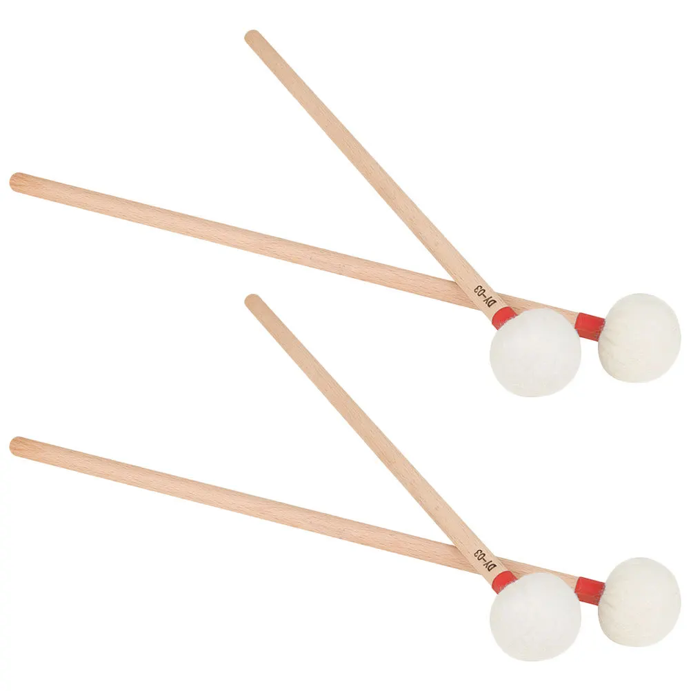 

4Pcs Professional Wooden Timpani Mallets White Felt Heads Percussion Drumsticks for Accurate Musical Expression