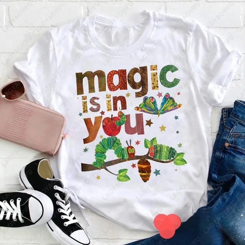Magic Is in You The Very Hungry Caterpillar Tees and Butterfly Teacher Kindergarten Shirt Men Women Cotton Short Sleeve Tshirt