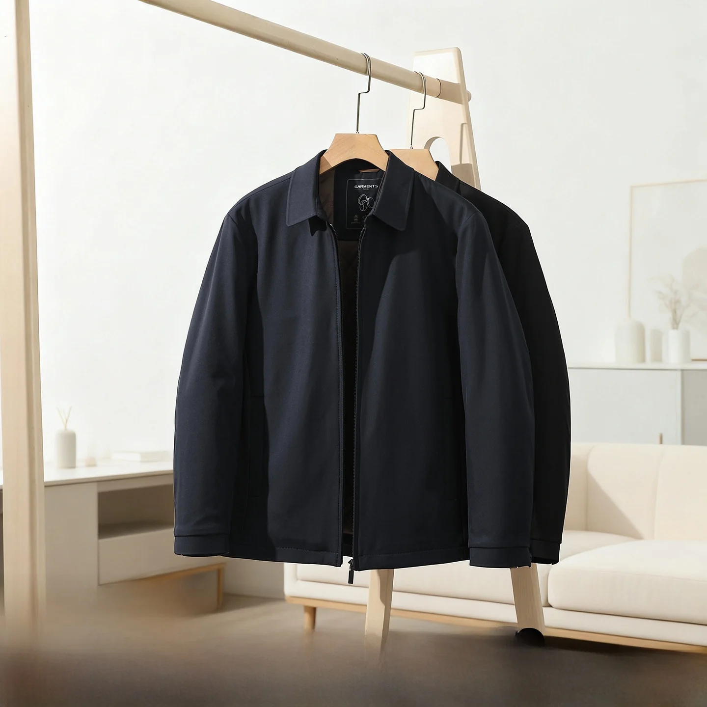 

Warm Cotton Jaet for Men Commute Flip Collar Waterproof Autumn Winter Outerwear Busin Casual Long Sve Zipper Closure