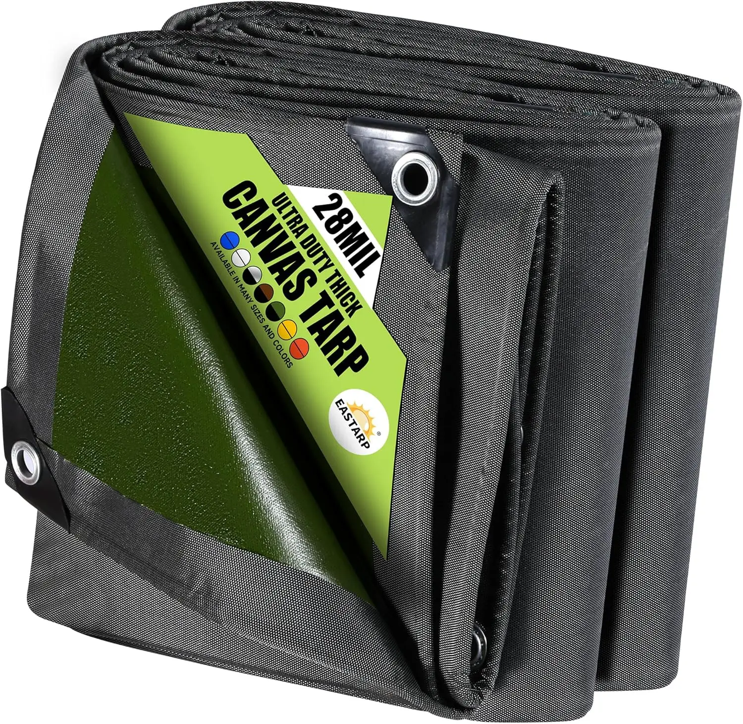 

10x12 FT Black Ultra-Heavy Duty Tear-Resistant Canvas Tarpaulin,28 Mil Organic Silicone Coating Waterproof Tarps with Grommets&R