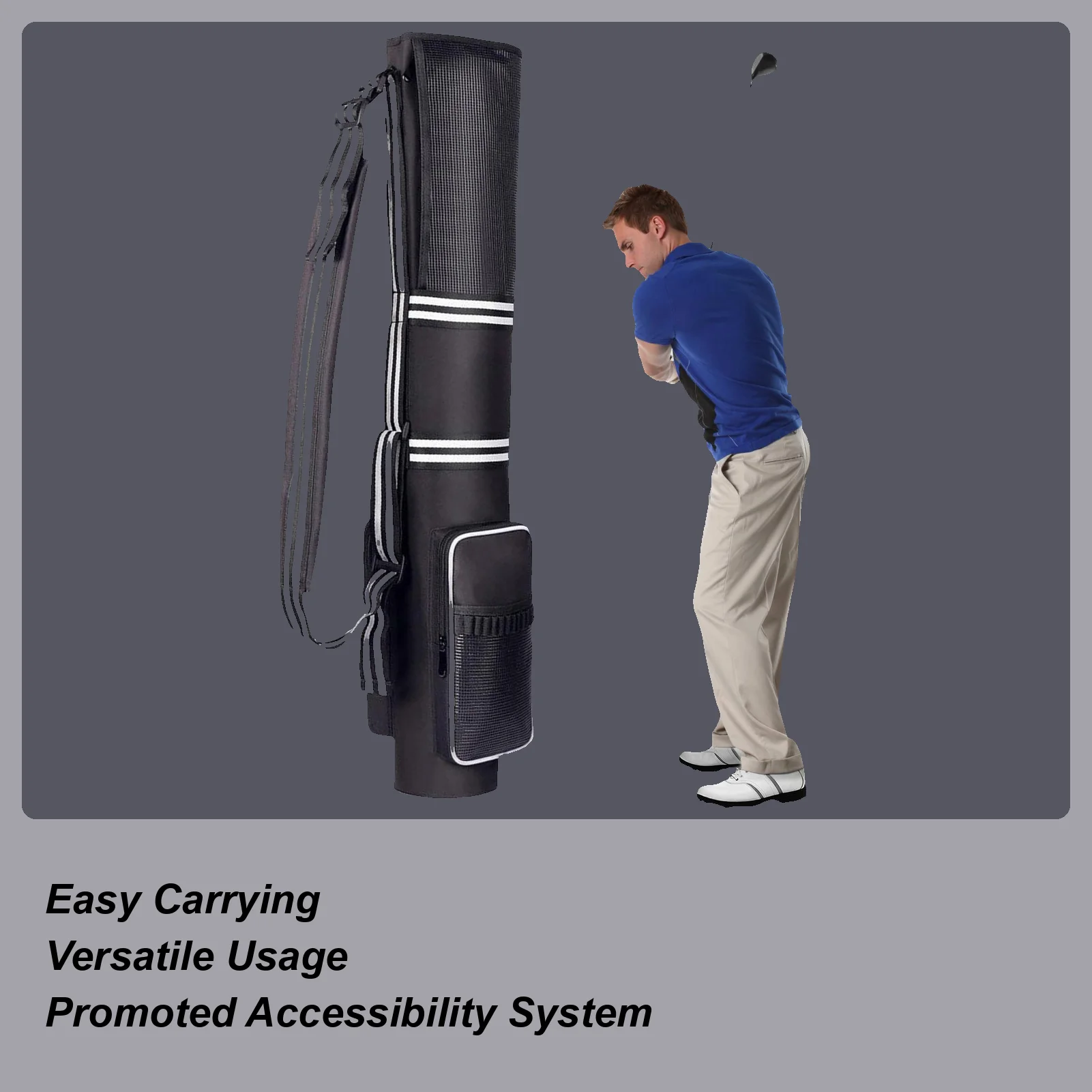 Golf Bags For Men Golf Club Cart Bags Holds 3-9 Sticks Foldable Waterproof Tee Towel Compartments Pack For Travel Practice