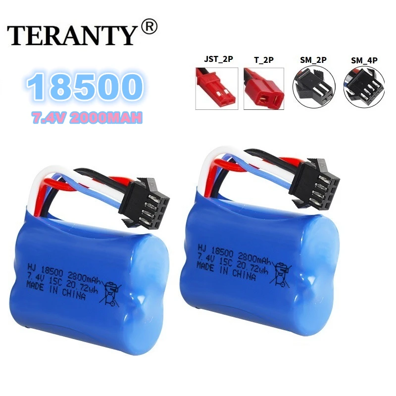 2PCS 18500 Rechargeable Battery 7.4V 2800mAh 15C High Rate for Remote Control Car Off-road Vehicle High-speed Car Battery