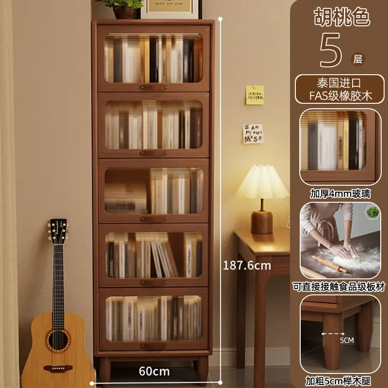 b7-17- bookcase, display cabinet, storage cabinet, solid wood floor-to-ceiling storage cabinet with cabinet door, bookshelf