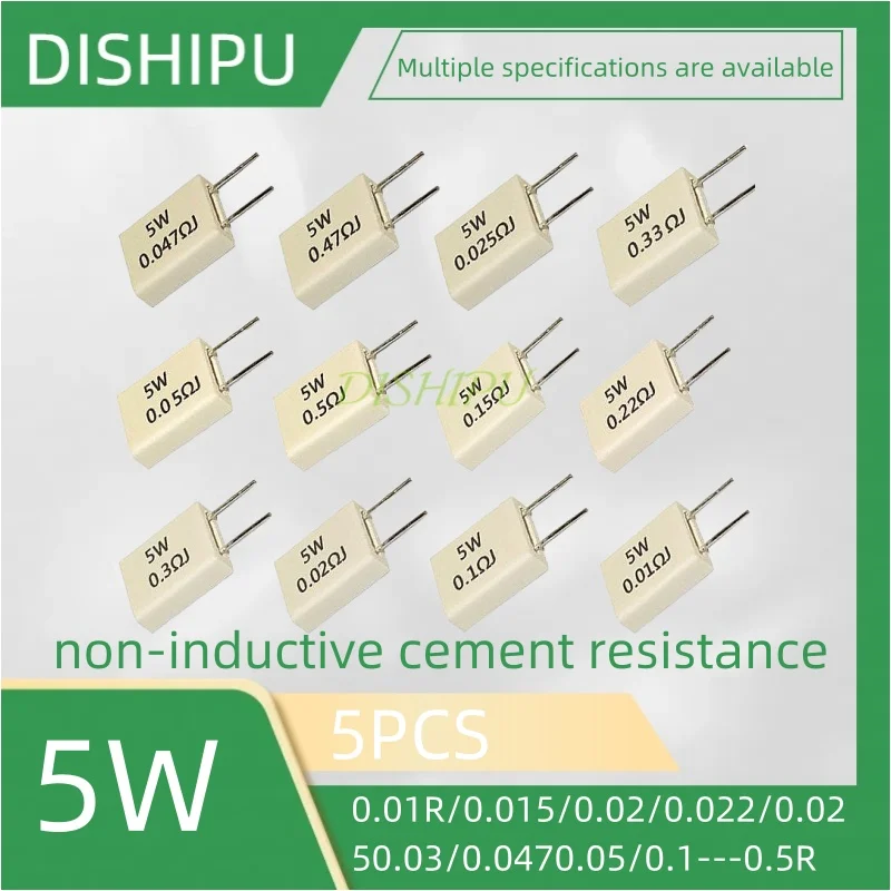 

5W non-inductive vertical ceramic cement resistance 0.01R/0.015/0.02/0.022/0.0250.03/0.0470.05/0.1/0.22/0.25/0.3/0.33/0.47/0.5R