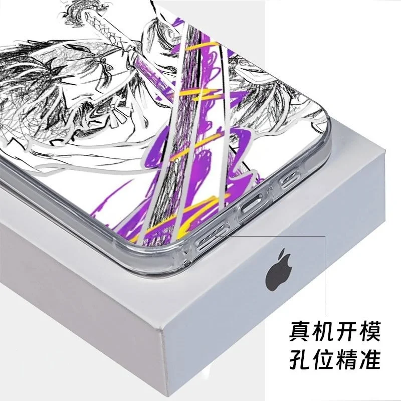 Funda de teléfono 3D de una pieza Roronoa Zoro para iPhone 17 16 15 14 13 12 11 Pro Max Plus Air mini Demon Knife Anime contraportada