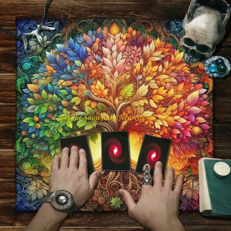 E56D Square Altar Decorations Tablecloth Witchcraft Divination Altar Table Cloth Multifunctional Tarots Card Table Cover