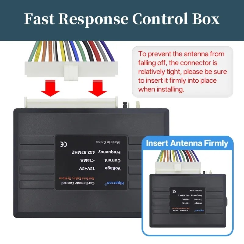 HIPPCRON 12V Auto-Fernbedienungs-Zentralverriegelungssystem Schlüsselloses Autoalarmsystem Auto-Zentralverriegelungs-Kit Fernsteuerung per App – Detail 4