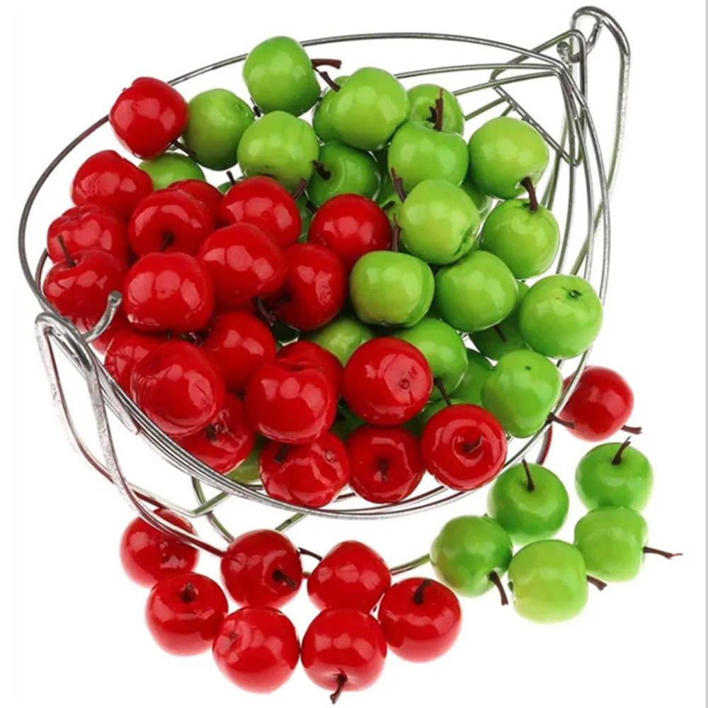 10pcs 3cm Artificial Fake Foam Fruits And Vegetables Green Apple For Wedding Decoration Home Kitchen Party Decoration Supplies