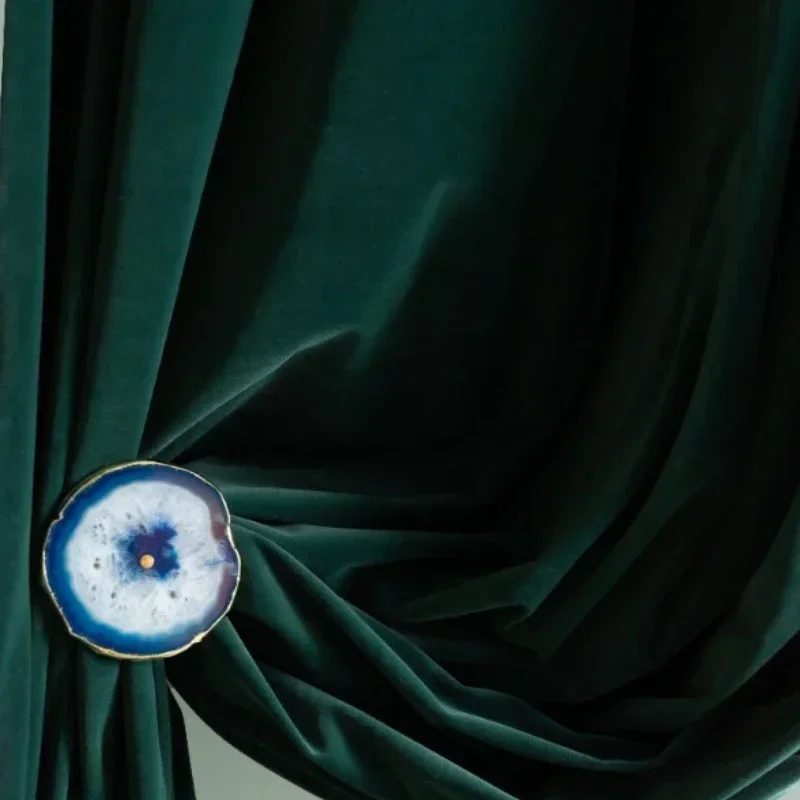 Luxury Dark Green Olive Blackout Green Velvet Curtains Bedroom Living Room Velvet Vintage American Style Curtains Customize