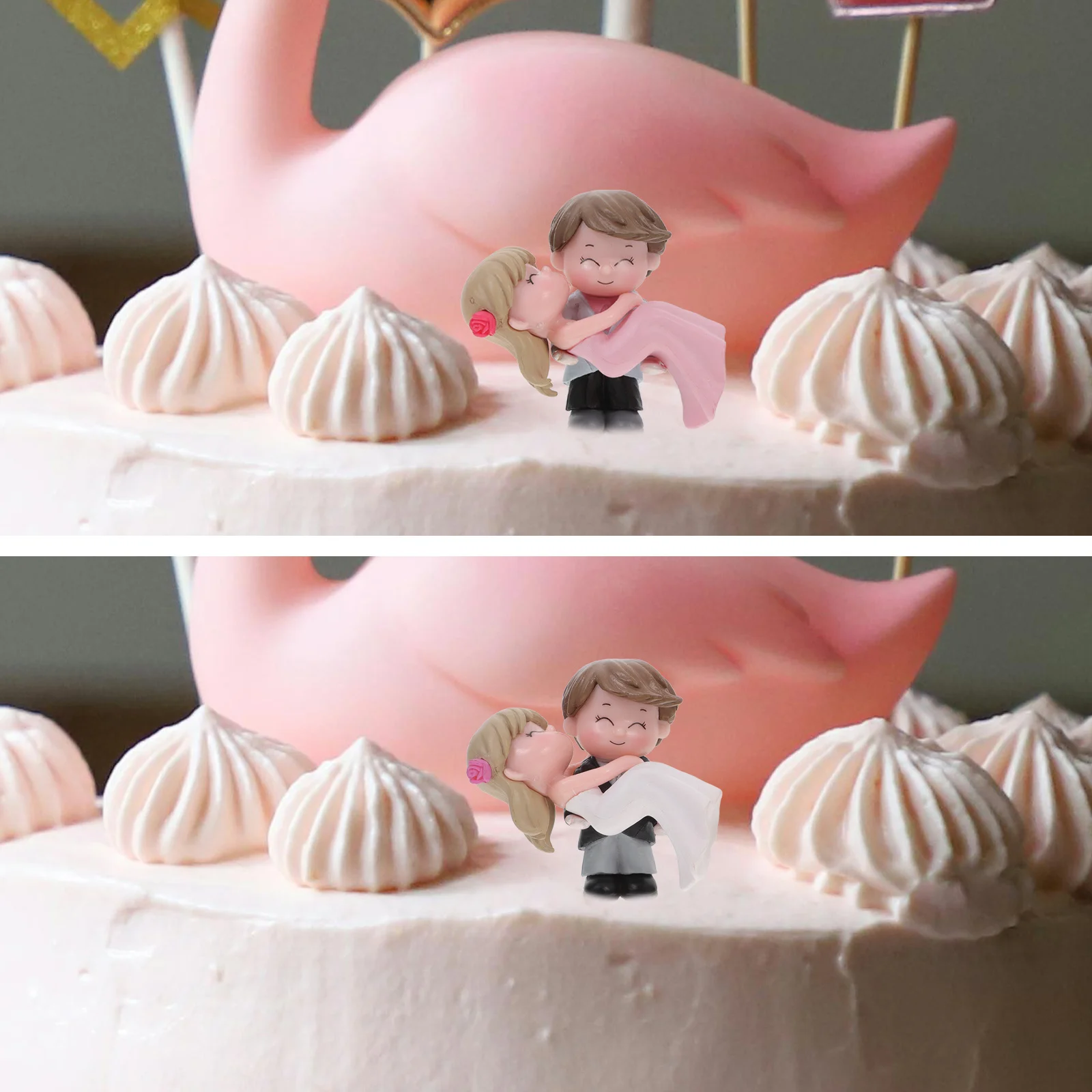 

4Pairs Cute Couple Sculpture Romantic Hug Miniature Cake Toppers Wedding Valentine Home Decorations Bride and Groom Statue
