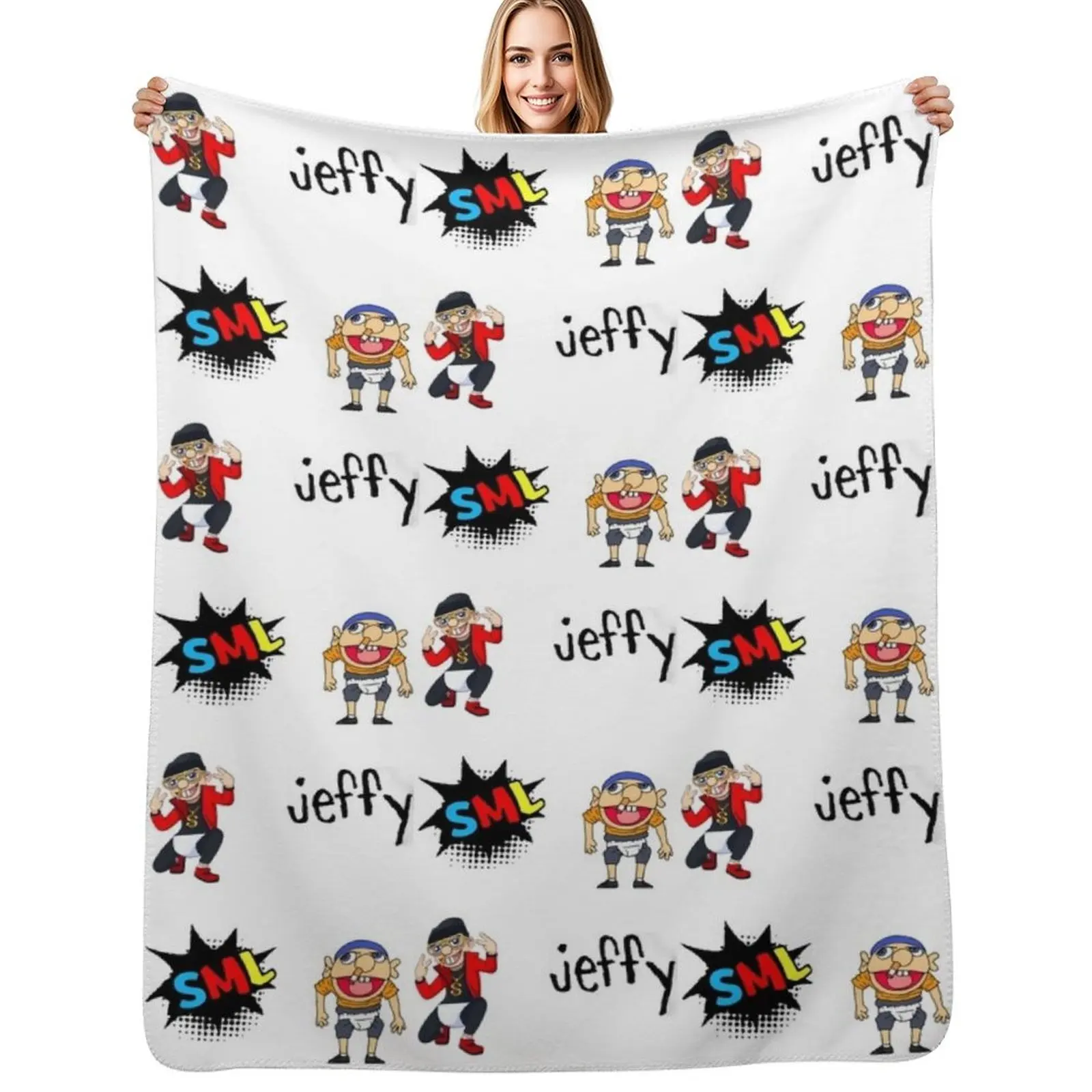 

Jeffy Funny Puppet Sticker Pack Sml Supermariologan Cool Throw Blanket Multi Purpose Soft Warm Blanket for Home Travel