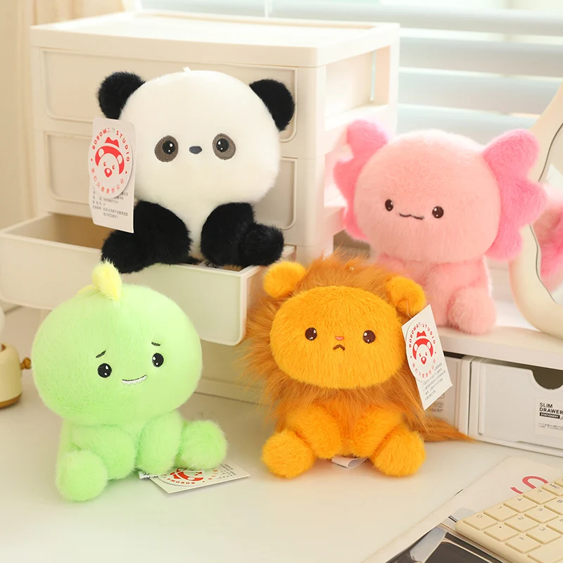 Mini Cartoon Leuke Axolotl Panda Dinosaurus Kleine Kitten Knuffel Desktop Ornam Leren Begeleiden Pop Zachte Knuffeldier Geschenken