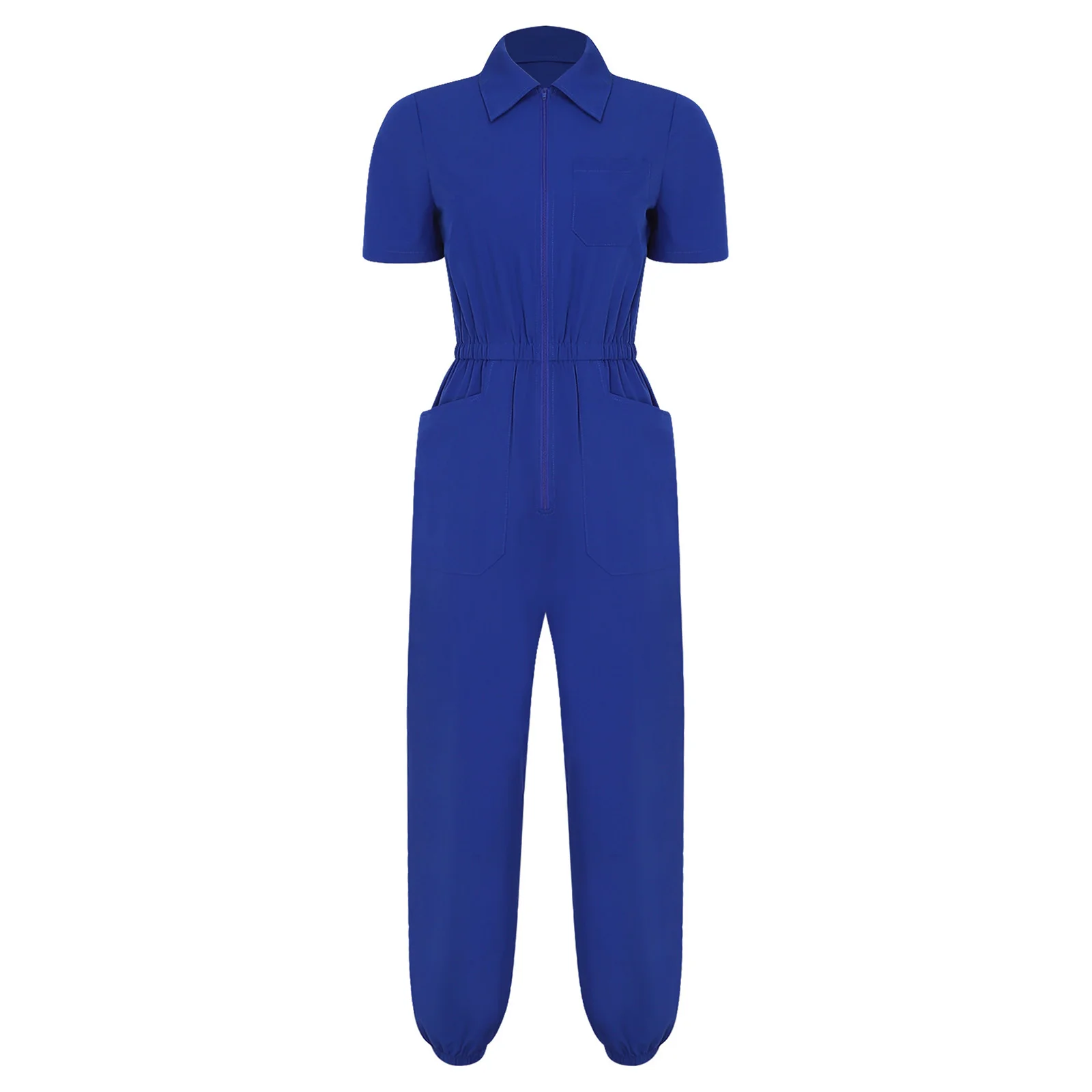 

Женский медицинский комбинезон для медсестер, врачей, косметологов, рабочая одежда с коротким рукавом, с множеством карманов, эластичной талией, брюки-джоггеры, ромперы