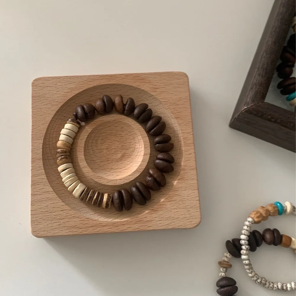 

Natural Coffee Bean Paired With Little Kong Cultural Toy Bracelet For Men And Women Live Streaming Stall Setup Lucky Hand Strin