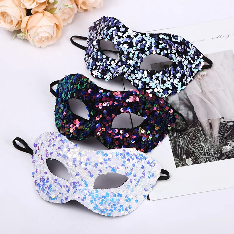 

1 Pcs Sequin Gradient Glitter Makeup Mask Design Facial Mask Plastic Holiday Lace Mask Prom Mask Venetian Party Mask