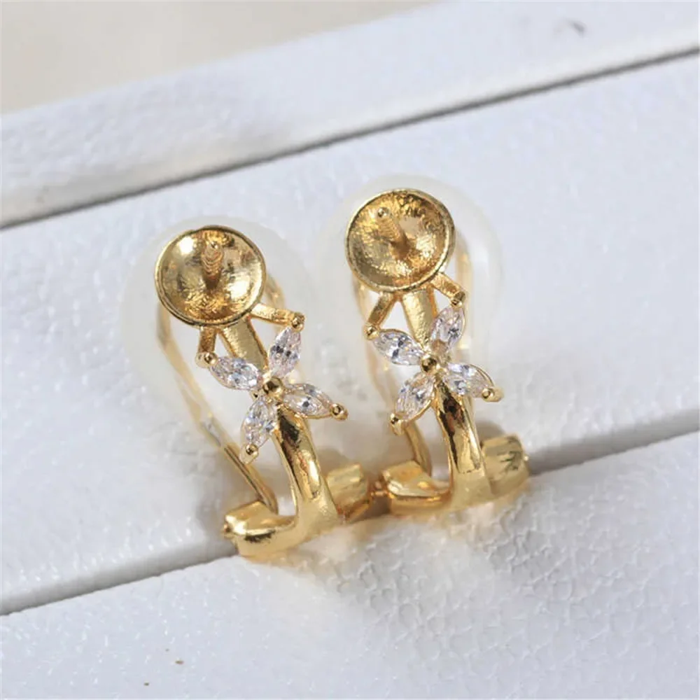 Gold Plated Pearl Earring Settings, DIY Jewelry Making Supplies, Blank Ear Stud Bases for Handmade Accessories, 1pair No Pearl