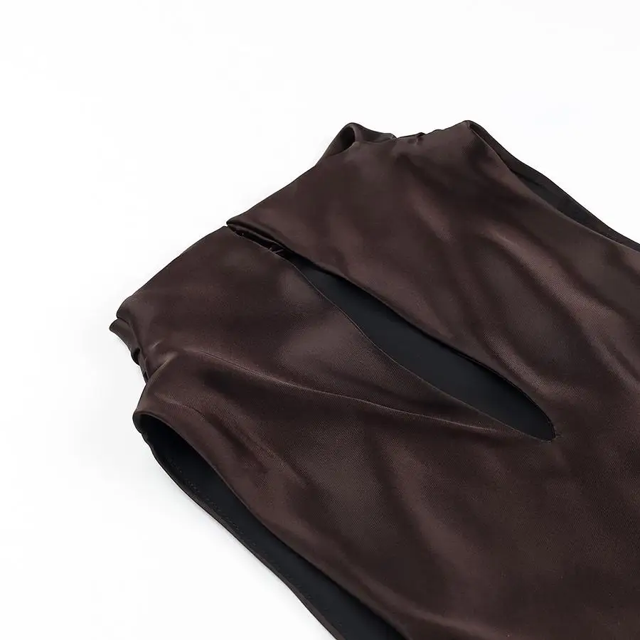 JNLEAOG Jesienna Nowa Sukienka Midi Damska z Jedwabiu Satynowego z Paskiem, Modny Prosty Design, Letnia Poliestrowa Bez Rękawów z Okrągłym Dekoltem