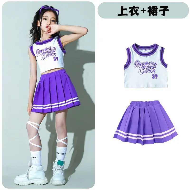Kinder Hip Hop Sommer Kleidung Sets T-shirt Street Dance Rock Mädchen Crop Top Nette Outfits Kinder Jazz Cheerleader Kostüme