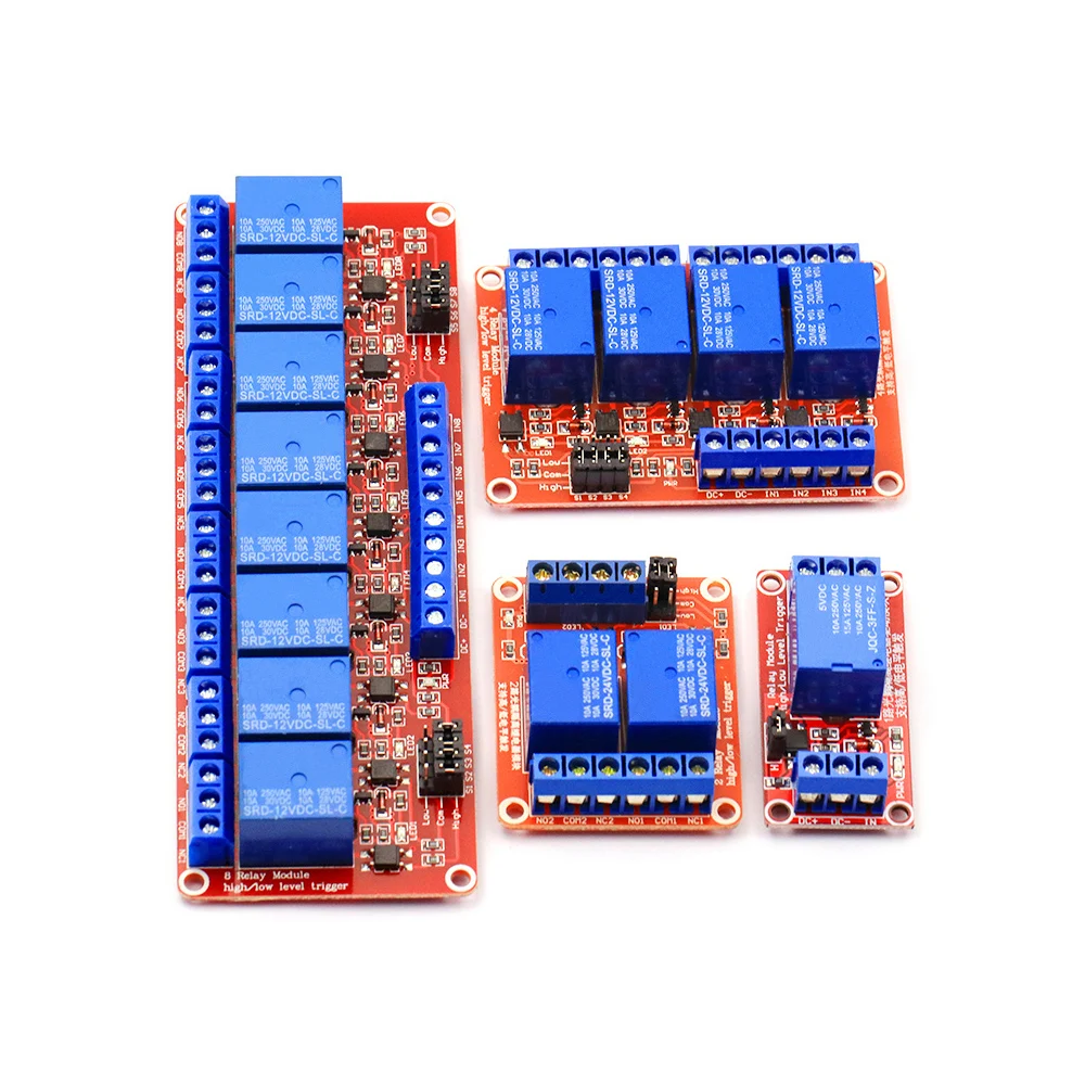 Module de relais de déclenchement de niveau haut/bas, 1 pièce, 1/2/4/6/8 canaux, Module de contrôle intelligent 5V12V24V, avec sortie d'isolation optocoupleur