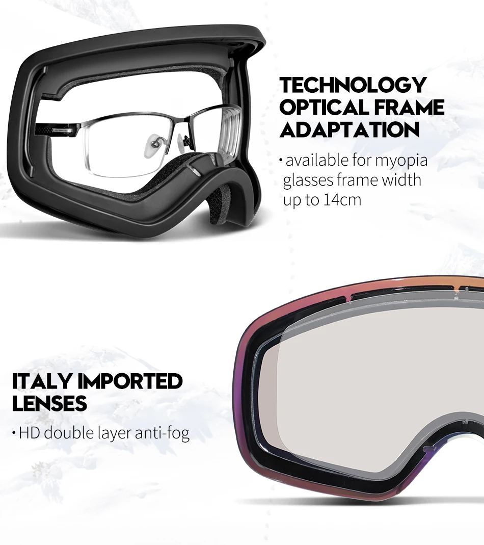 COPOZZ Outdoor-Sport-Skibrille UV400-Schutz Skimaske für Männer und Frauen Anti-Beschlag Großgesichts-Schneebrille Snowboard-Skibrille – Detail 4