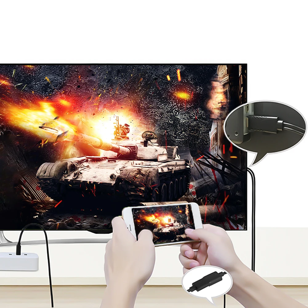 2 في 1 USB أنثى إلى كابل ذكر متوافق مع HDMI التوصيل والتشغيل 1080P HD TV العارض يعرض محول آيفون أندرويد