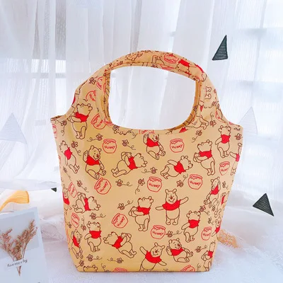 Disney Stitch Winnie Mickey Fashion Anime Lunch Bags Cartoon Picnic Bag Food Box Tote Storage Handbag Girl Kid Gift