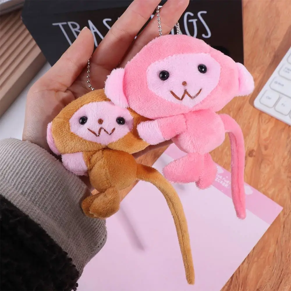 Long Tailed Monkey Key Chain Stuffed Animal PP Cotton Monkey Pendant Bag Charm Cartoon Monkey Backpack Pendant